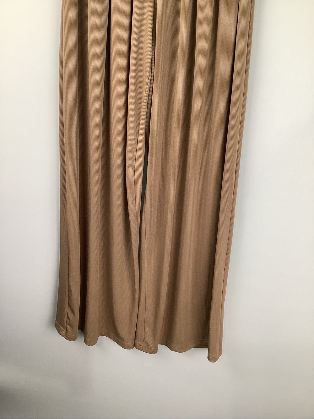 Cider Ribbed Elastic Waist Wide-Leg Pants - Coffee Brown womens size S - Picture 2 of 5